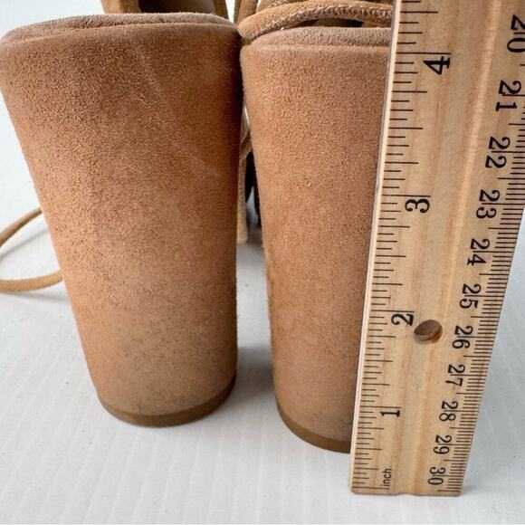 Kenneth Cole New York Delila lace up block heeled peep toe suede tan size 7.5 - Picture 11 of 13